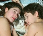 Siblings Kids Brother Sister Sleep Cat Photos - Free & Royal